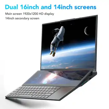 16-дюймовый Ноутбук с двойным сенсорным экраном 16 дюймов 14 дюймов с двумя Экранами 1920x1200 8G 256G для Win11 для портативного ноутбука Core I7